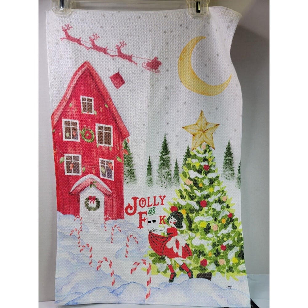 Twisted Wares Jolly as F--k Christmas Kitchen Towel 16x24 NWT Holiday